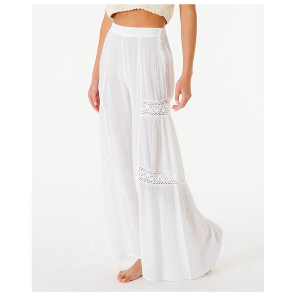 Rip Curl Pants - Rip Curl | Alira White Crochet Detail Wide Leg Pants | Size L